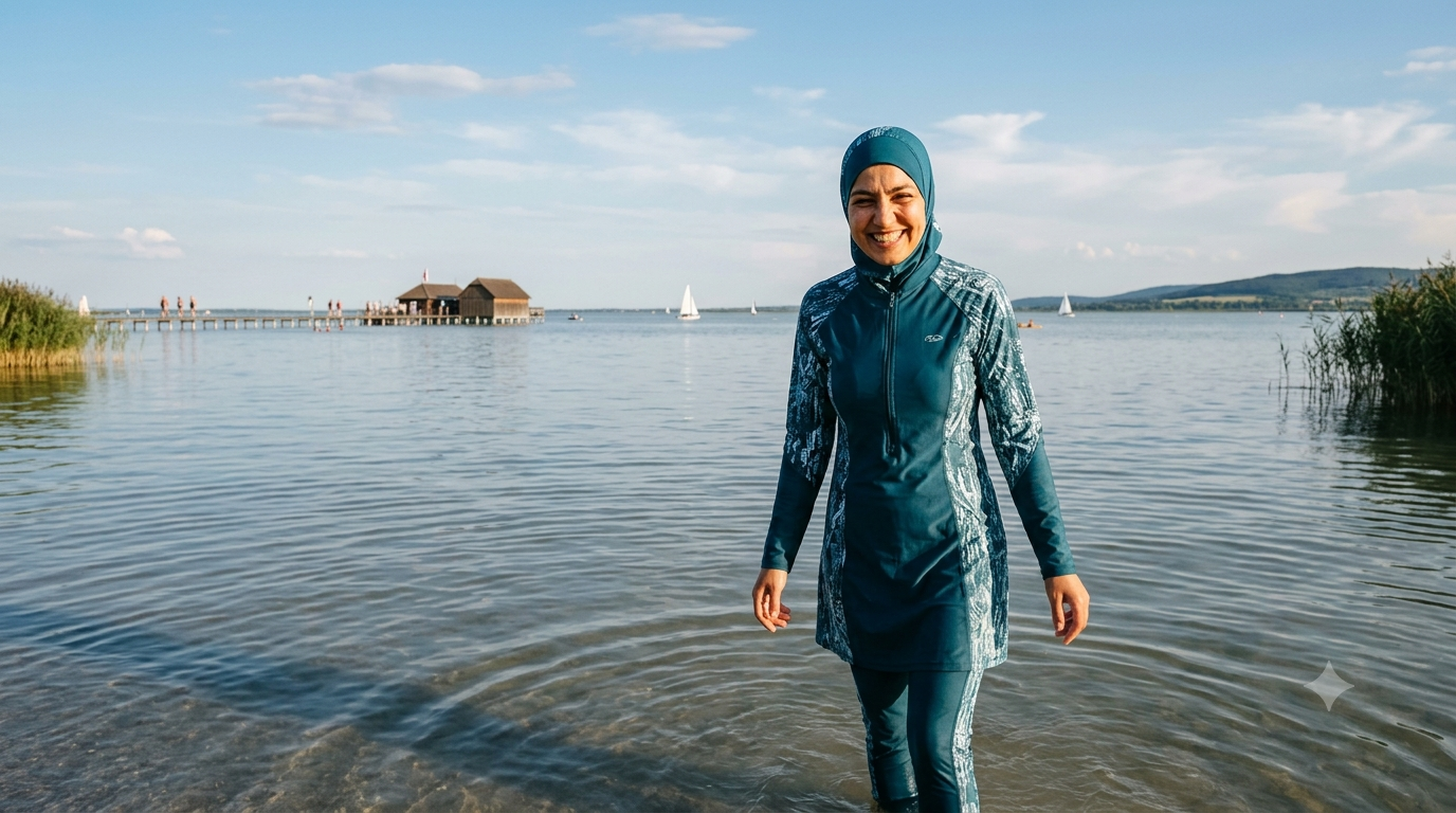 Una mujer con un burkini